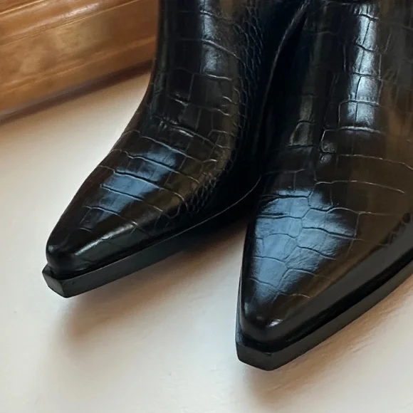 Rag & Bone Santiago Black Croc Embossed Wedge Mule Size 36.5 6.5 - Picture 8 of 8